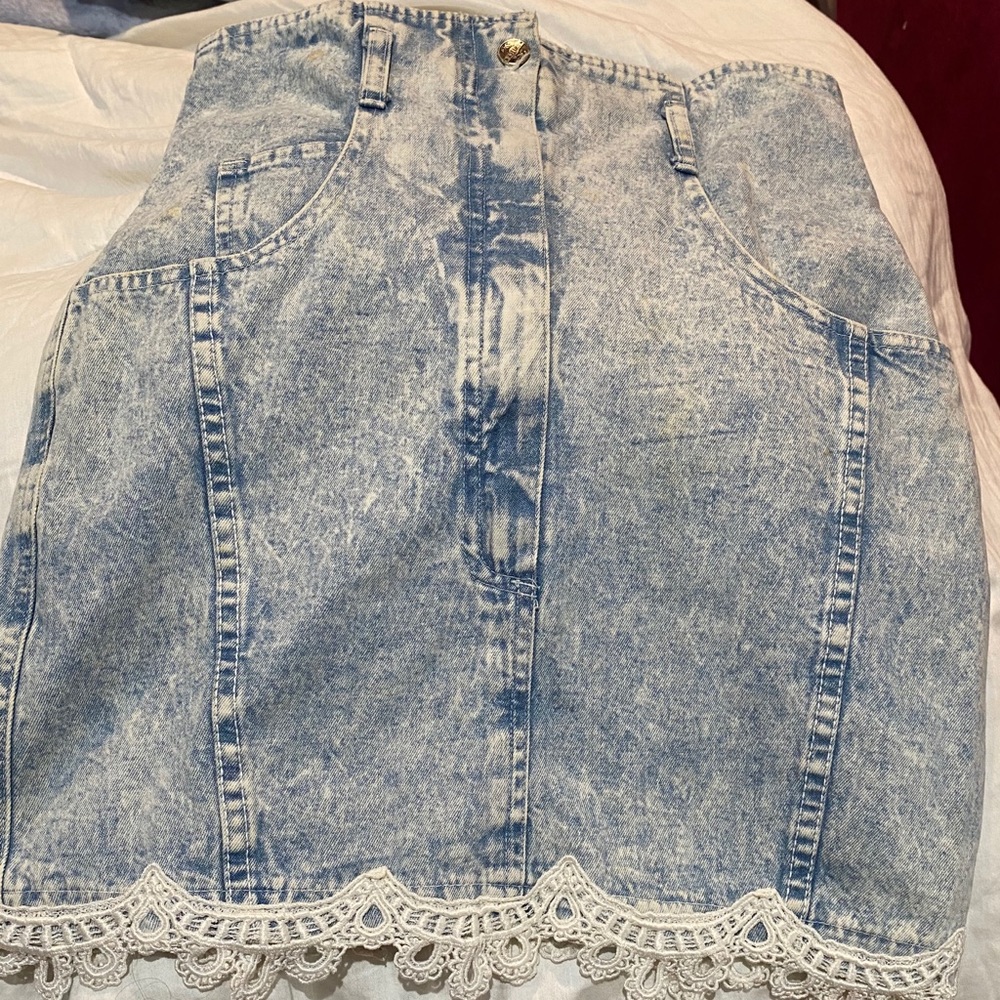 Acid wash 1980 jean skirt